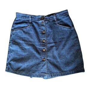 Vivaldi 90s Denim Skort Skirt Shorts Front Buttons Dark Wash Urban Cowgirl Sz 14